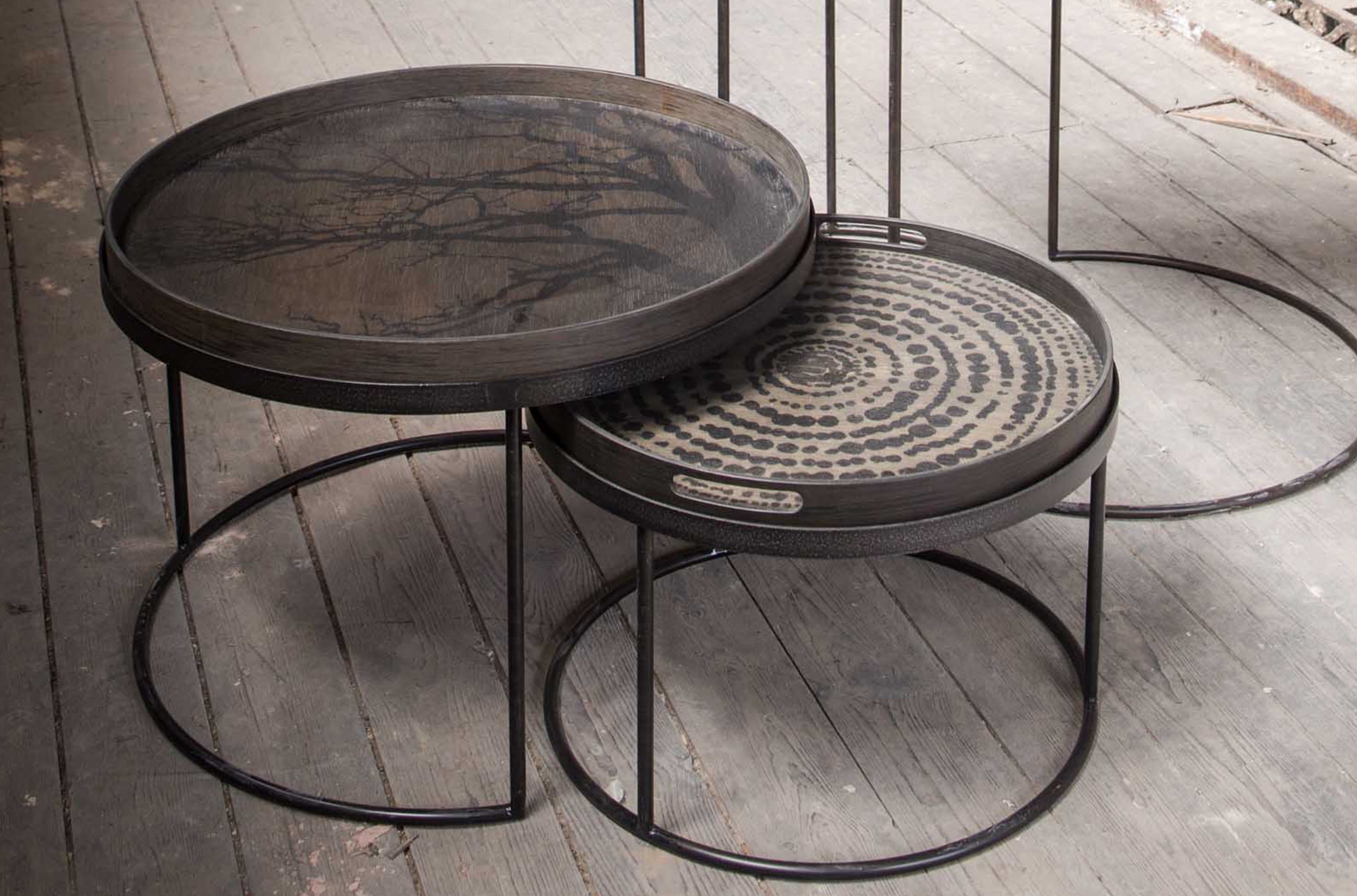 Graphic Wooden Round Tray - More Options