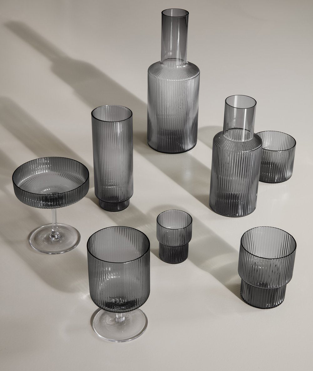 Ripple Long Drink Glasses Smoked Grey set/4 Ferm Living - BEAM // Design Store
