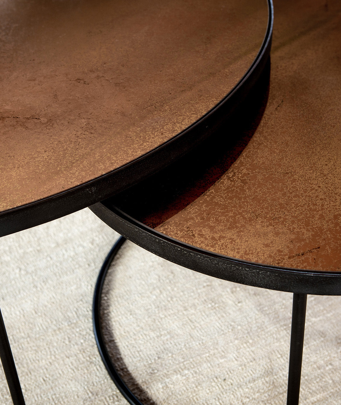 Aged Mirror Nesting Coffee Table Set - 3 Colors Ethnicraft - BEAM // Design Store