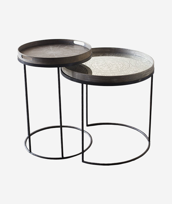 Round Tray Side Nesting Table Set/2 Ethnicraft - BEAM // Design Store