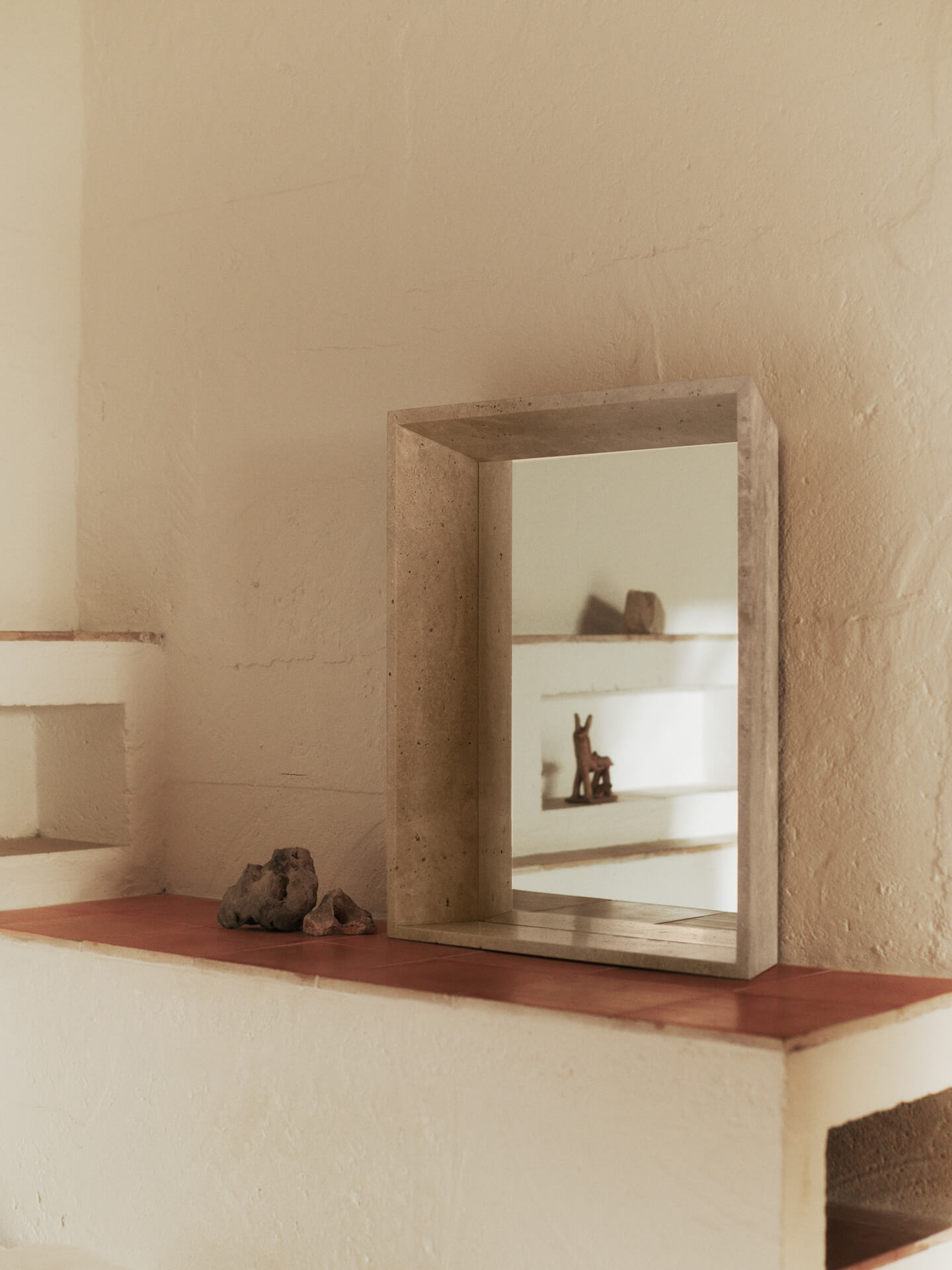 Lancet Travertine Mirror