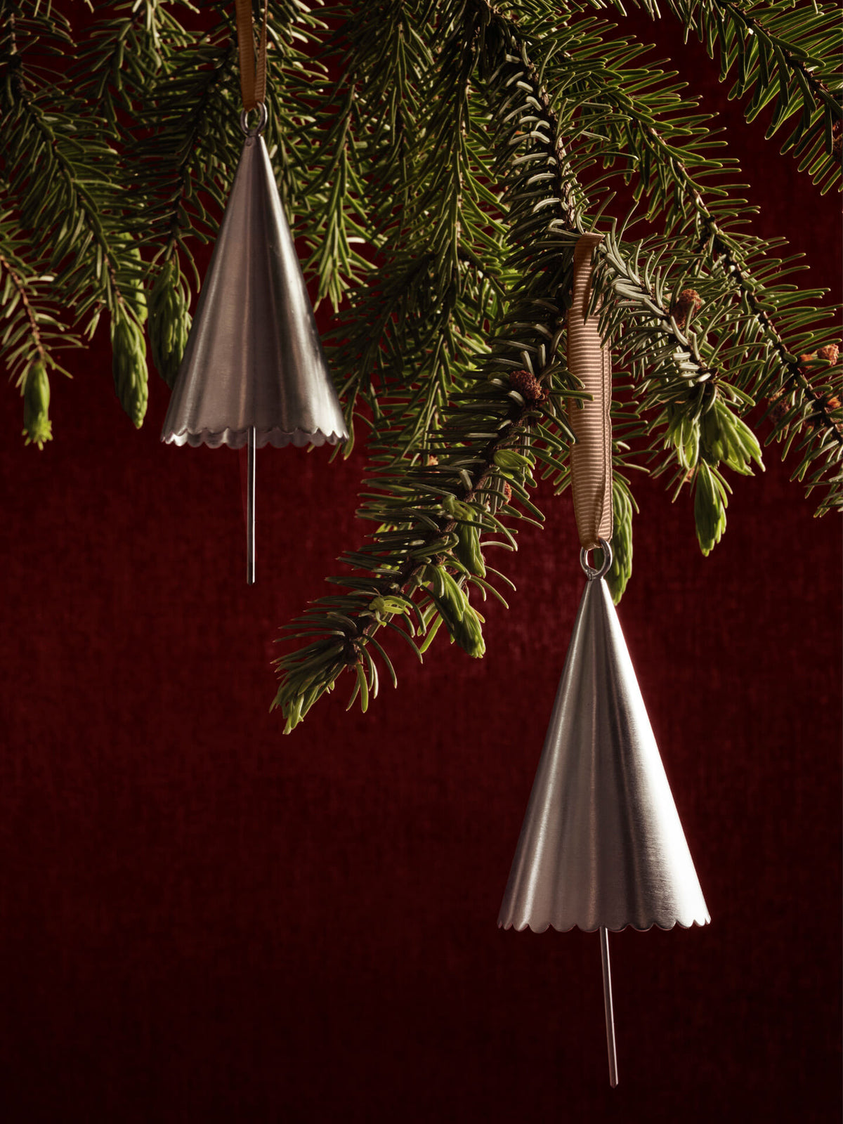 Cone Bell Ornament - Set of 2 - Silver