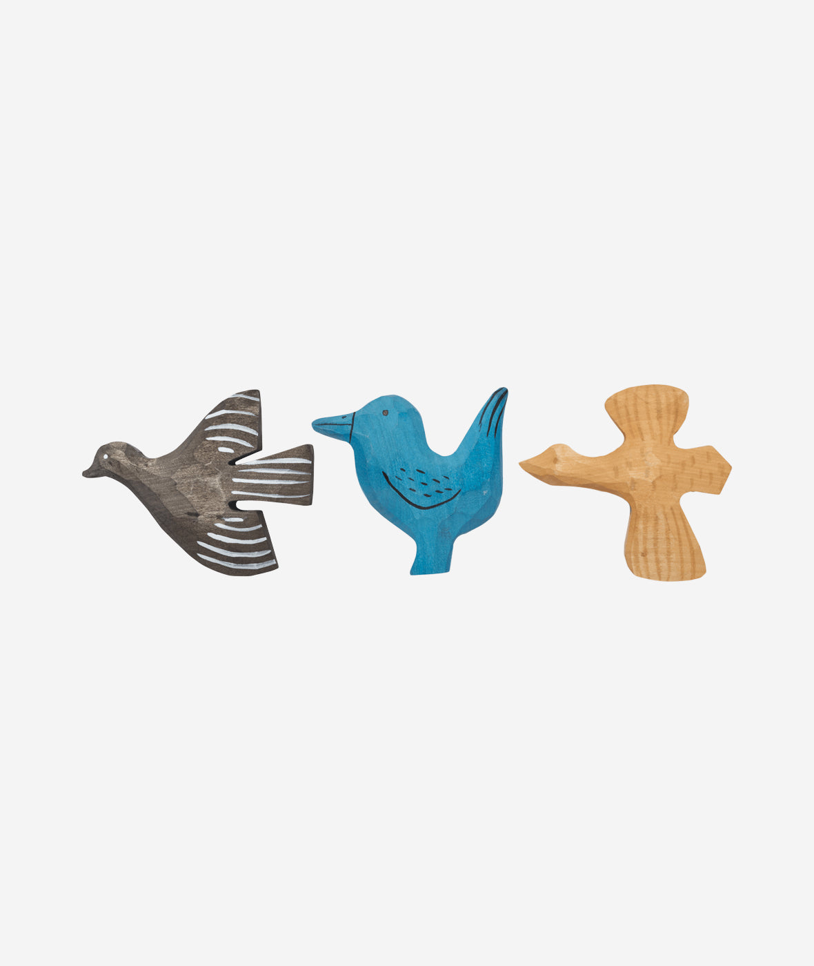 Bird Hand-Carved Magnets Set/3