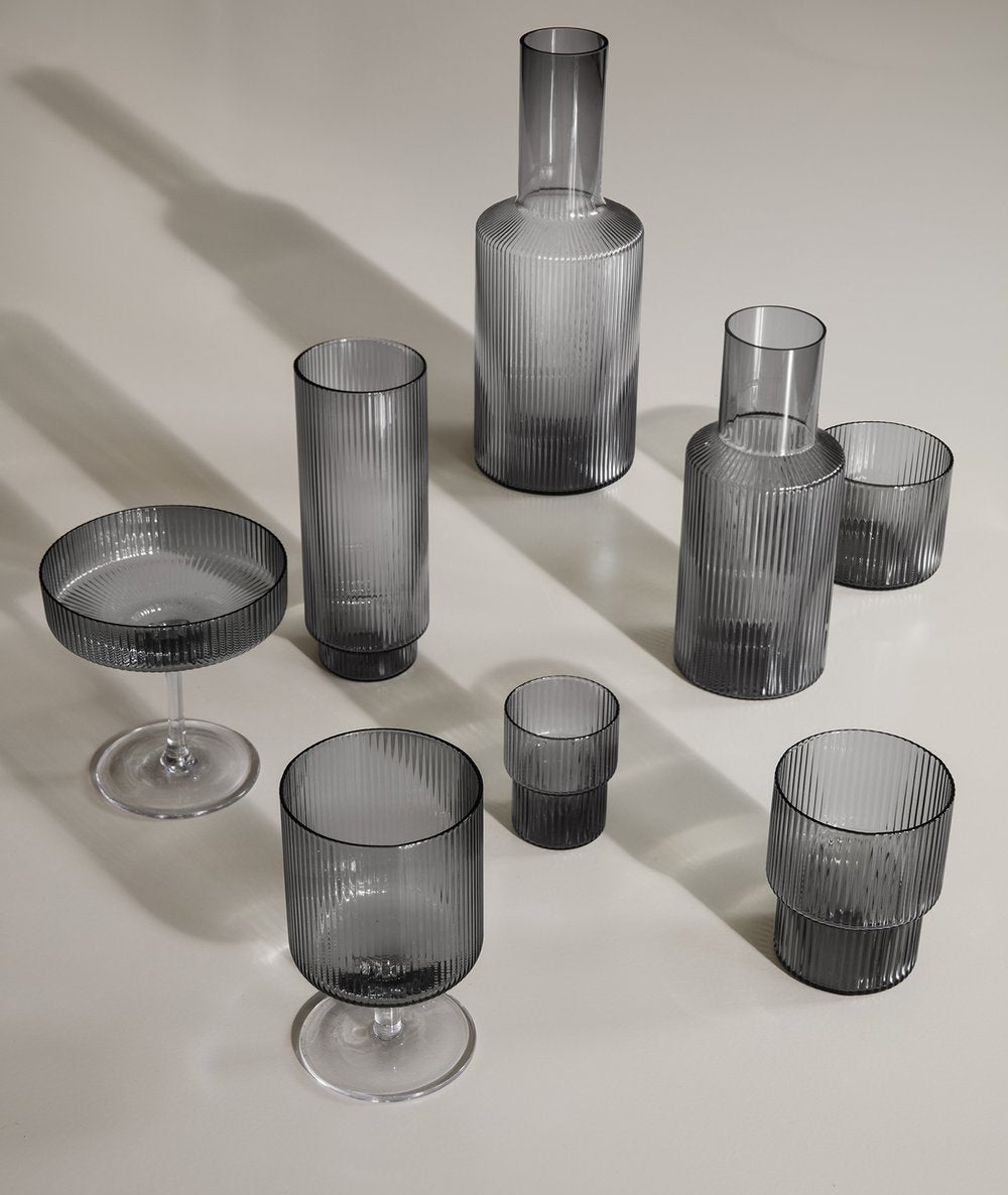 Ripple Wine Glass Smoked Grey Set/2 Ferm Living - BEAM // Design Store