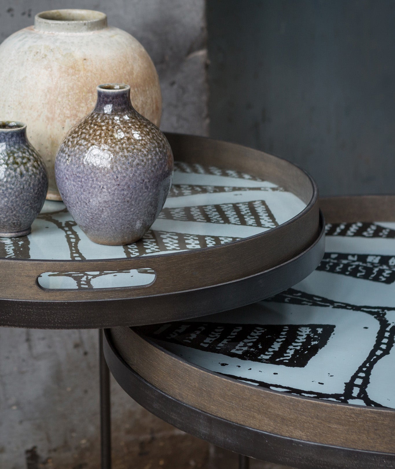 Round Tray Side Nesting Table Set/2 Ethnicraft - BEAM // Design Store