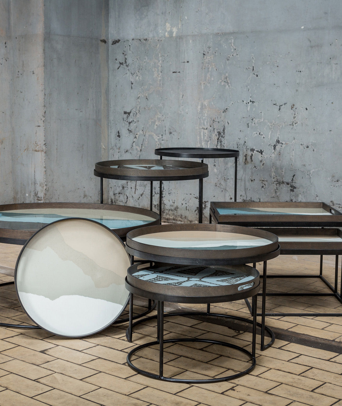 Round Tray Nesting Coffee Table Set/2 - 2 Sizes Ethnicraft - BEAM // Design Store