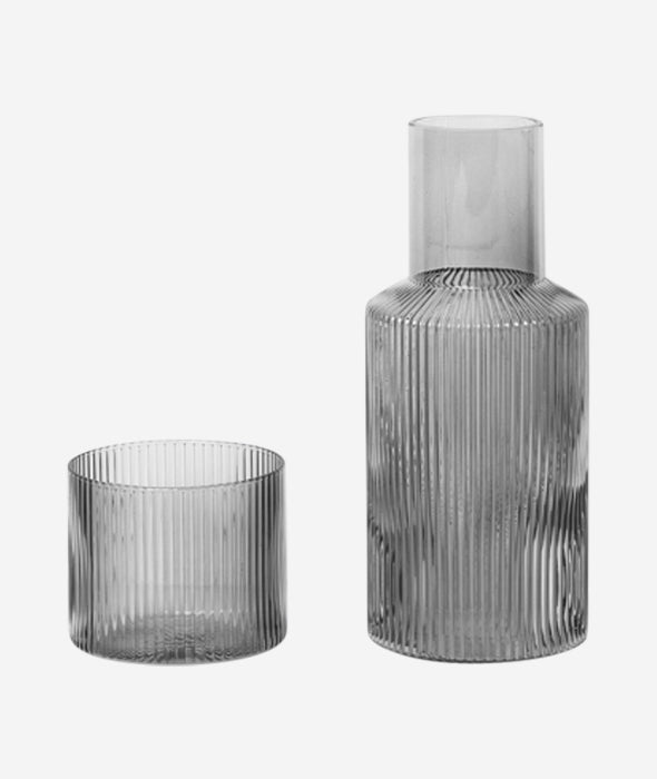 Ripple Mini Carafe Set Smoked Grey Ferm Living - BEAM // Design Store