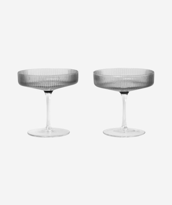Ripple Champagne Saucer Smoked Grey Set/2 Ferm Living - BEAM // Design Store