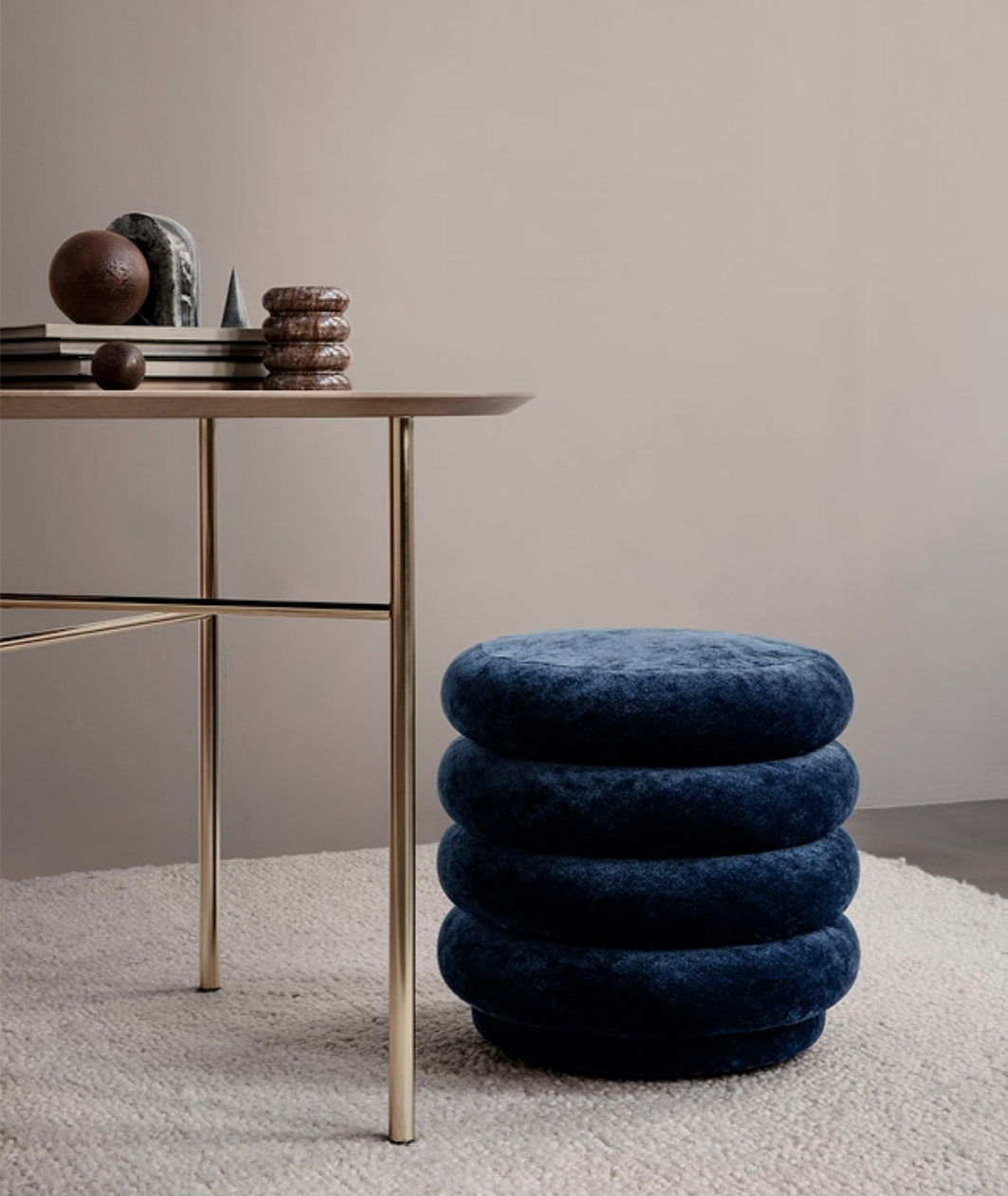 Faded Velvet Pouf Round - 5 Colors Ferm Living - BEAM // Design Store