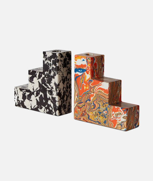 Swirl Stepped Bookend/Candleholder Set of 2